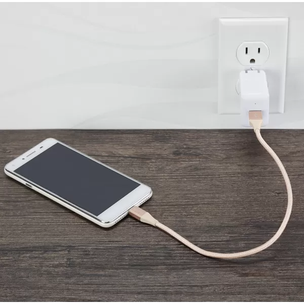 Amazon Basics Micro USB to USBA 20 Cable Nylon Braided Cord 480Mbps Transfer Speed GoldPlated 10 Foot Dark GrayGold