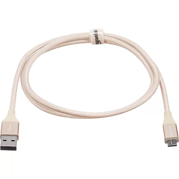 Amazon Basics Micro USB to USBA 20 Cable Nylon Braided Cord 480Mbps Transfer Speed GoldPlated 10 Foot Dark GrayGold