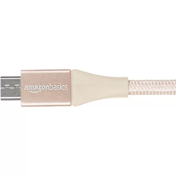 Amazon Basics Micro USB to USBA 20 Cable Nylon Braided Cord 480Mbps Transfer Speed GoldPlated 10 Foot Dark GrayGold