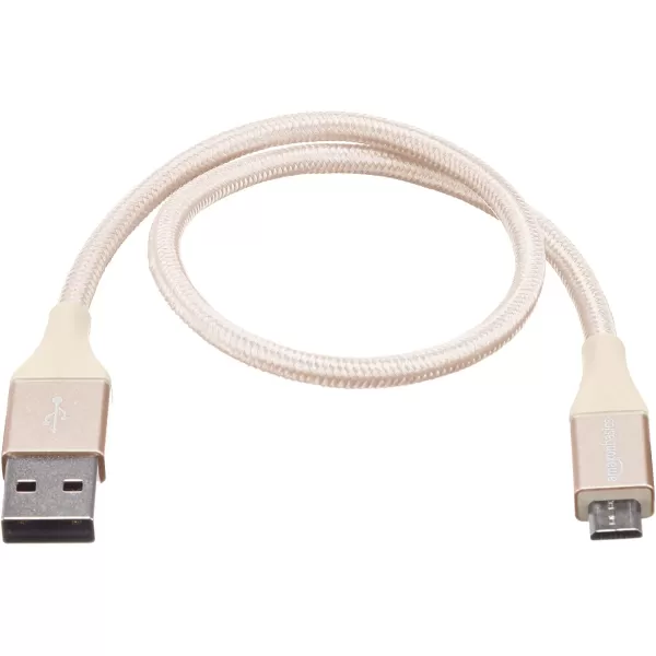 Amazon Basics Micro USB to USBA 20 Cable Nylon Braided Cord 480Mbps Transfer Speed GoldPlated 10 Foot Dark GrayGold
