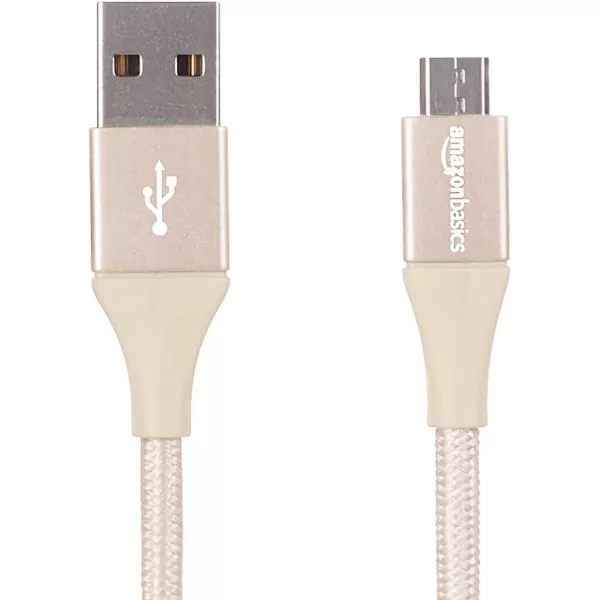 Amazon Basics Micro USB to USBA 20 Cable Nylon Braided Cord 480Mbps Transfer Speed GoldPlated 10 Foot Dark GrayGold