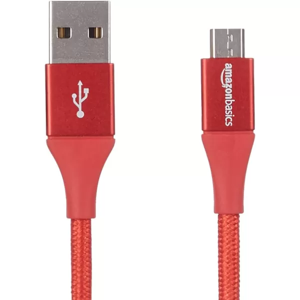 Amazon Basics Micro USB to USBA 20 Cable Nylon Braided Cord 480Mbps Transfer Speed GoldPlated 10 Foot Dark GrayRed