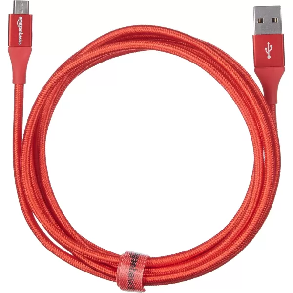 Amazon Basics Micro USB to USBA 20 Cable Nylon Braided Cord 480Mbps Transfer Speed GoldPlated 10 Foot Dark GrayRed