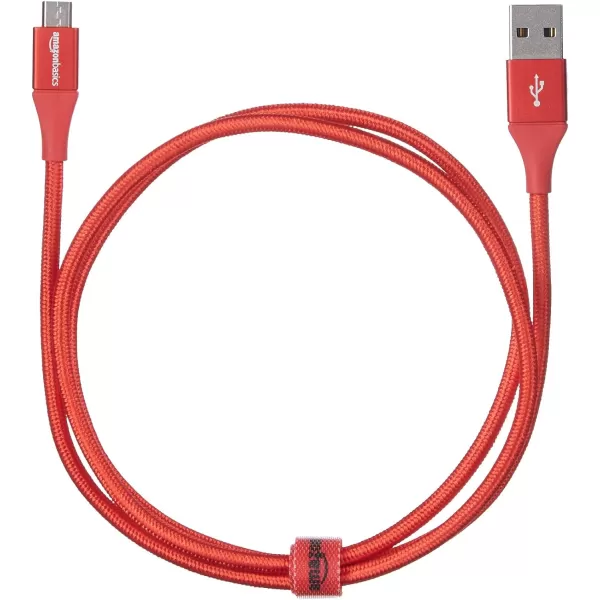 Amazon Basics Micro USB to USBA 20 Cable Nylon Braided Cord 480Mbps Transfer Speed GoldPlated 10 Foot Dark GrayRed