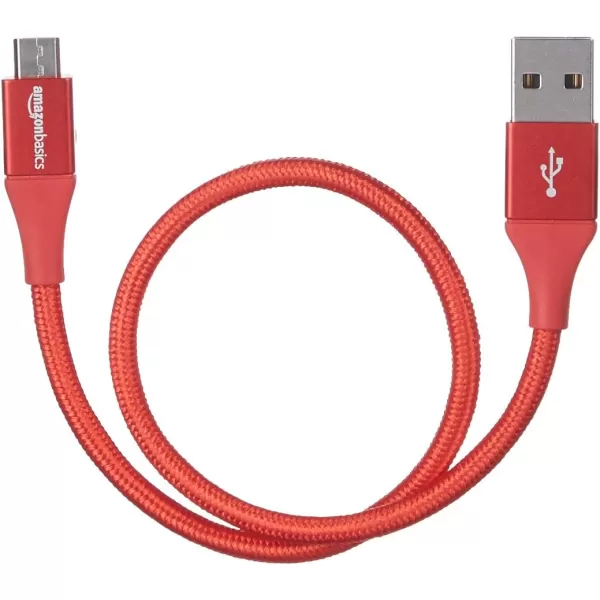 Amazon Basics Micro USB to USBA 20 Cable Nylon Braided Cord 480Mbps Transfer Speed GoldPlated 10 Foot Dark GrayRed