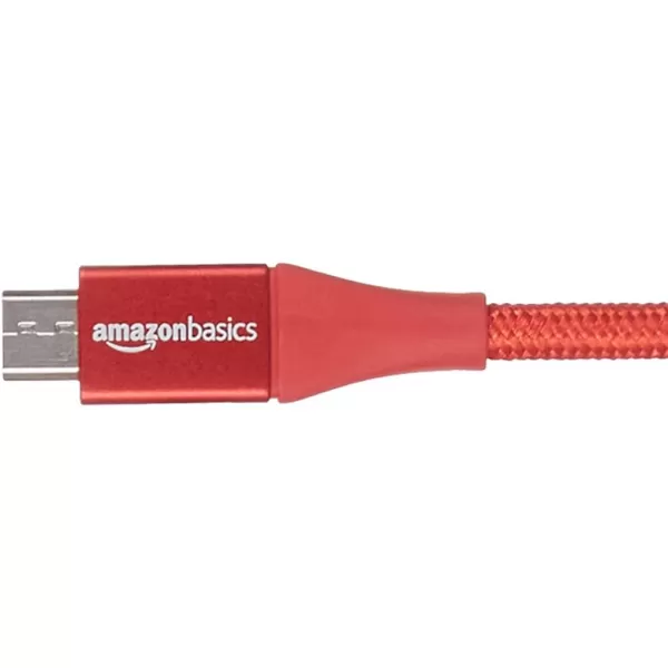 Amazon Basics Micro USB to USBA 20 Cable Nylon Braided Cord 480Mbps Transfer Speed GoldPlated 10 Foot Dark GrayRed