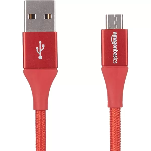 Amazon Basics Micro USB to USBA 20 Cable Nylon Braided Cord 480Mbps Transfer Speed GoldPlated 10 Foot Dark GrayRed