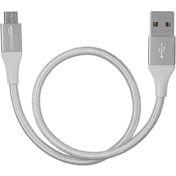 Amazon Basics Micro USB to USBA 20 Cable Nylon Braided Cord 480Mbps Transfer Speed GoldPlated 10 Foot Dark GraySilver