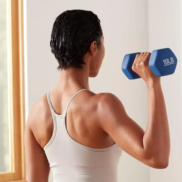 Amazon Basics Neoprene Coated Hexagon Workout Dumbbell Hand Weight10Pound  Pair