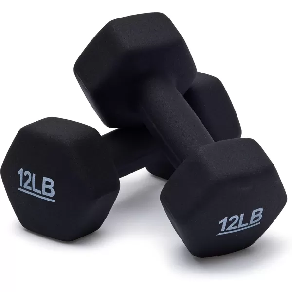 Amazon Basics Neoprene Coated Hexagon Workout Dumbbell Hand Weight12Pound  Pair