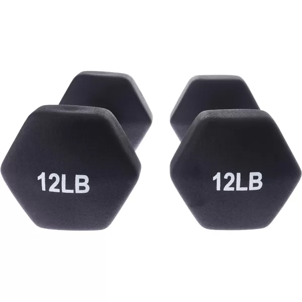 Amazon Basics Neoprene Coated Hexagon Workout Dumbbell Hand Weight12Pound  Pair