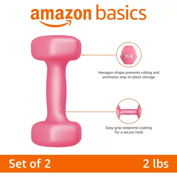 Amazon Basics Neoprene Coated Hexagon Workout Dumbbell Hand Weight2Pound  Pair