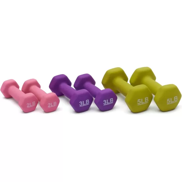 Amazon Basics Neoprene Coated Hexagon Workout Dumbbell Hand WeightRack with 3 Pairs 2  3  and 5 Pounds