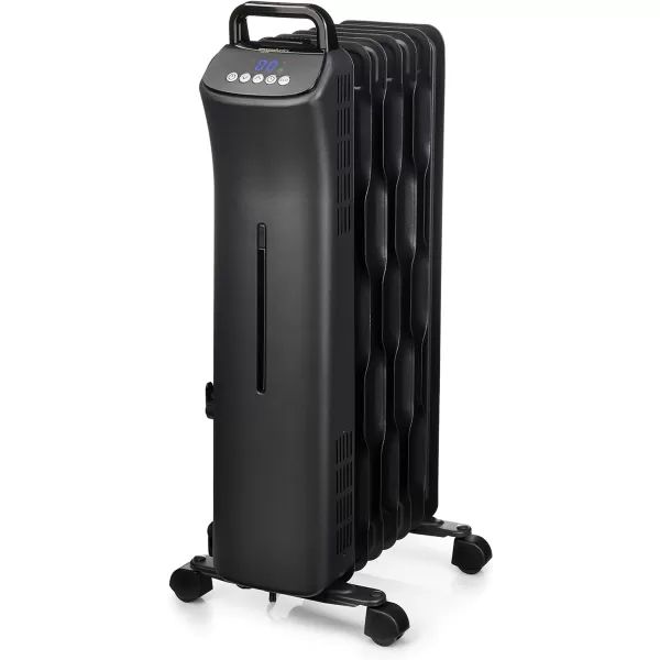 Amazon Basics Portable Digital Radiator Heater with 7 Wavy Fins and Remote Control Black 1500W 98 x 265 x 131 inDigital Control