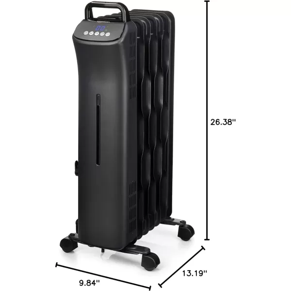 Amazon Basics Portable Digital Radiator Heater with 7 Wavy Fins and Remote Control Black 1500W 98 x 265 x 131 inDigital Control