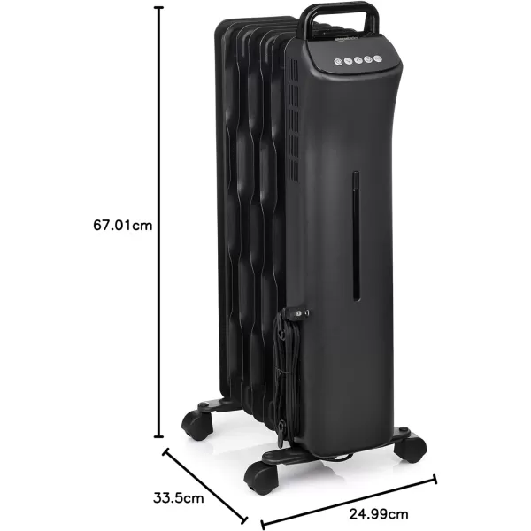 Amazon Basics Portable Digital Radiator Heater with 7 Wavy Fins and Remote Control Black 1500W 98 x 265 x 131 inDigital Control