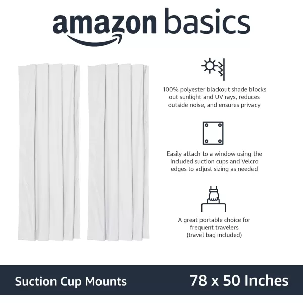 Amazon Basics Portable Window Blackout Curtain Shade with Suction Cups for Travel  50 x 78 Beige  1PackWhite