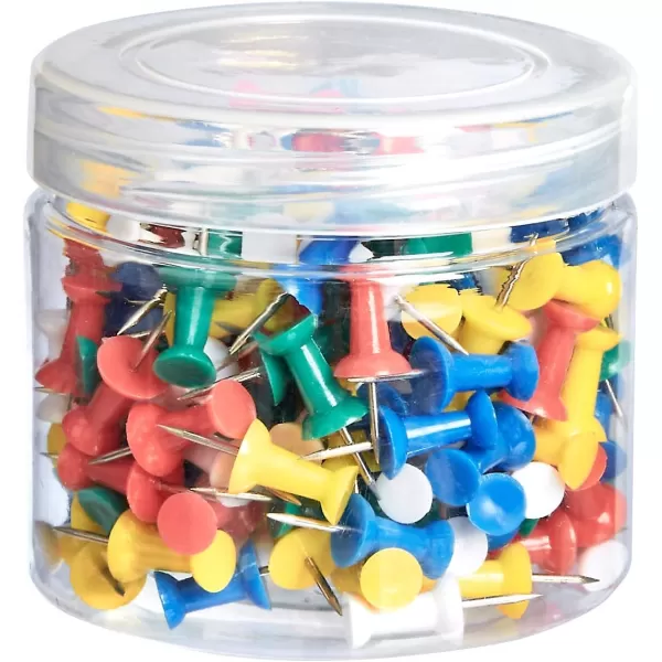 Amazon Basics Push Pins Tacks Assorted Colors Steel Point 100PackAssorted