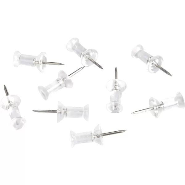 Amazon Basics Push Pins Tacks Assorted Colors Steel Point 100PackClear