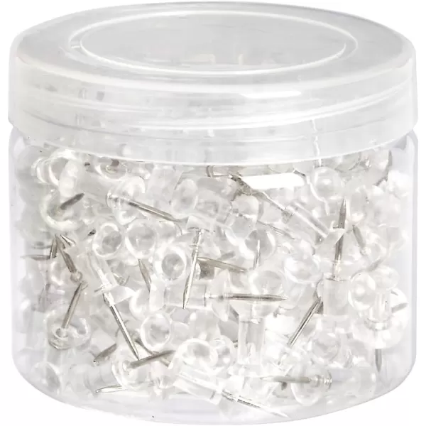 Amazon Basics Push Pins Tacks Assorted Colors Steel Point 100PackClear