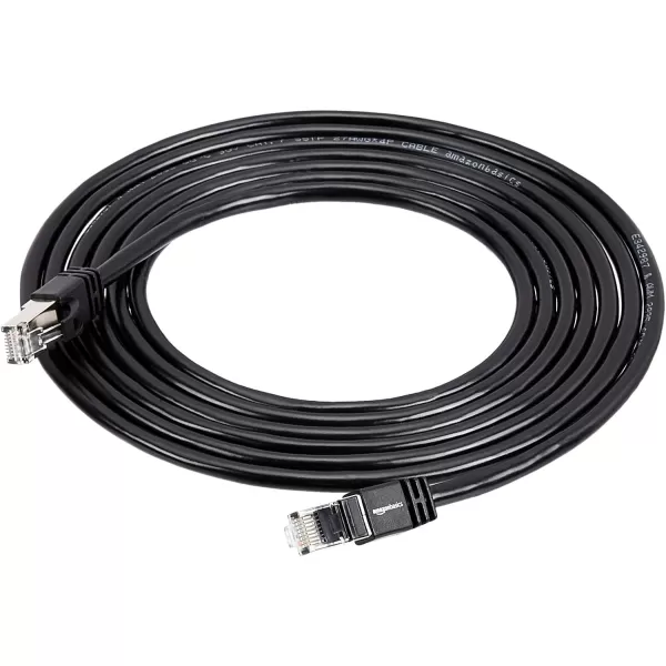 Amazon Basics RJ45 Cat 7 Ethernet Patch Cable 10Gpbs HighSpeed Cable 600MHz DoubleShielded 5 Foot WhiteBlack