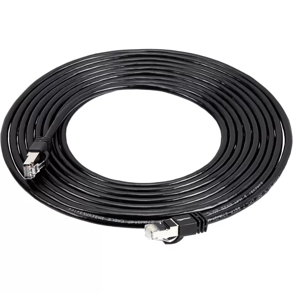 Amazon Basics RJ45 Cat 7 Ethernet Patch Cable 10Gpbs HighSpeed Cable 600MHz DoubleShielded 5 Foot WhiteBlack