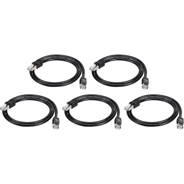 Amazon Basics RJ45 Cat 7 Ethernet Patch Cable 10Gpbs HighSpeed Cable 600MHz DoubleShielded 5 Foot WhiteBlack