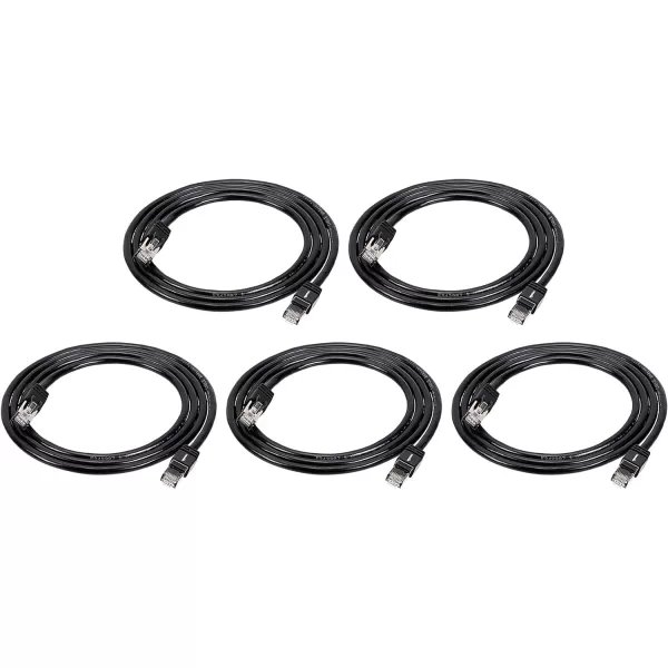 Amazon Basics RJ45 Cat 7 Ethernet Patch Cable 10Gpbs HighSpeed Cable 600MHz DoubleShielded 5 Foot WhiteBlack