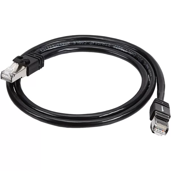 Amazon Basics RJ45 Cat 7 Ethernet Patch Cable 10Gpbs HighSpeed Cable 600MHz DoubleShielded 5 Foot WhiteBlack