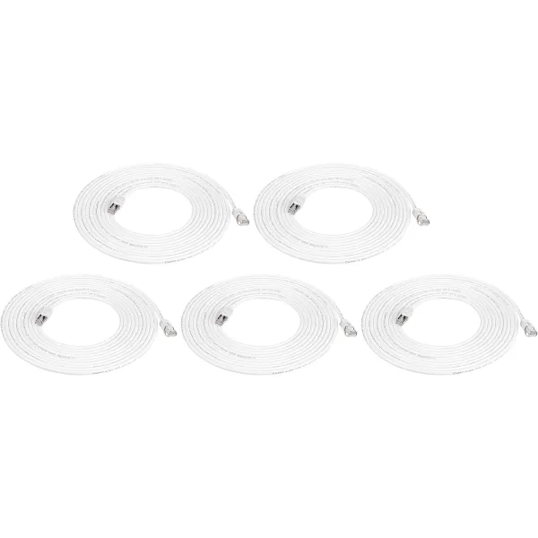Amazon Basics RJ45 Cat 7 Ethernet Patch Cable 10Gpbs HighSpeed Cable 600MHz DoubleShielded 5 Foot WhiteWhite