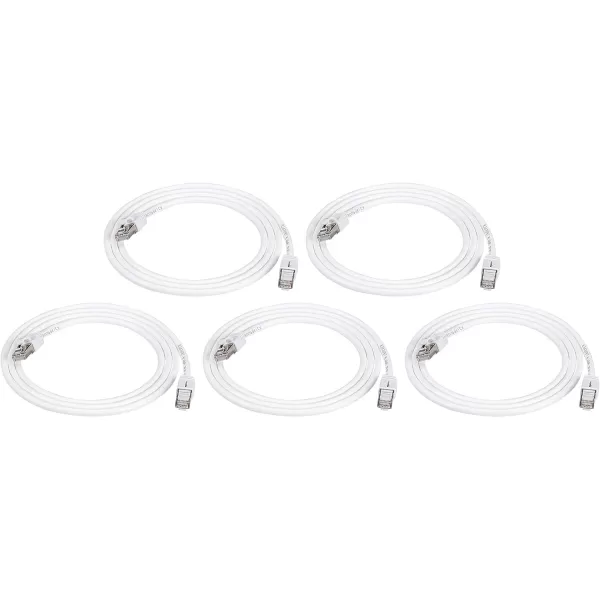Amazon Basics RJ45 Cat 7 Ethernet Patch Cable 10Gpbs HighSpeed Cable 600MHz DoubleShielded 5 Foot WhiteWhite