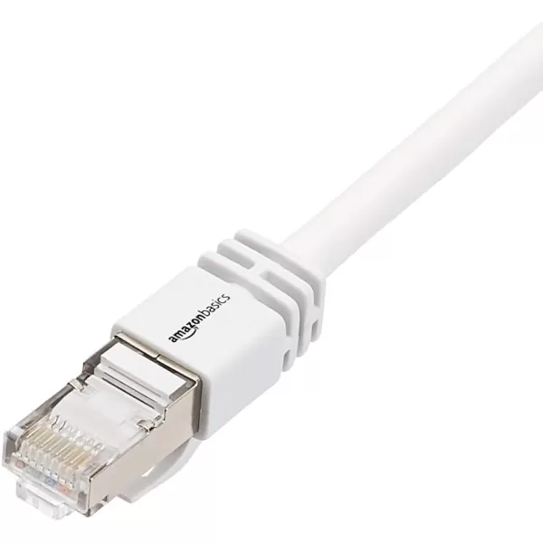 Amazon Basics RJ45 Cat 7 Ethernet Patch Cable 10Gpbs HighSpeed Cable 600MHz DoubleShielded 5 Foot WhiteWhite
