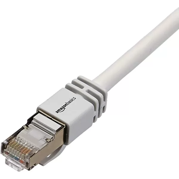 Amazon Basics RJ45 Cat 7 Ethernet Patch Cable 10Gpbs HighSpeed Cable 600MHz DoubleShielded 5 Foot WhiteWhite