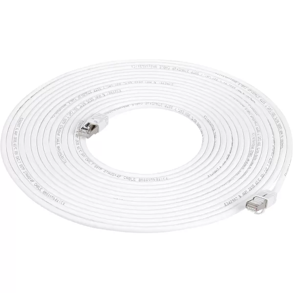 Amazon Basics RJ45 Cat 7 Ethernet Patch Cable 10Gpbs HighSpeed Cable 600MHz DoubleShielded 5 Foot WhiteWhite