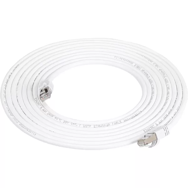 Amazon Basics RJ45 Cat 7 Ethernet Patch Cable 10Gpbs HighSpeed Cable 600MHz DoubleShielded 5 Foot WhiteWhite