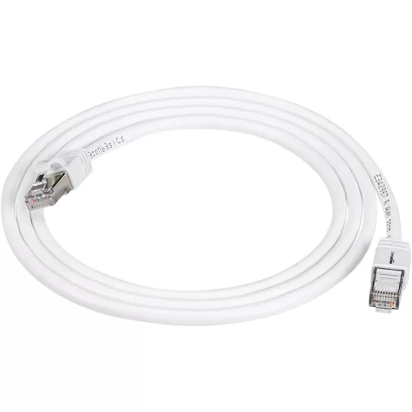 Amazon Basics RJ45 Cat 7 Ethernet Patch Cable 10Gpbs HighSpeed Cable 600MHz DoubleShielded 5 Foot WhiteWhite