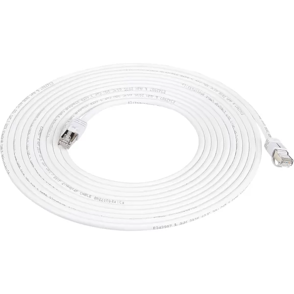 Amazon Basics RJ45 Cat 7 Ethernet Patch Cable 10Gpbs HighSpeed Cable 600MHz DoubleShielded 5 Foot WhiteWhite