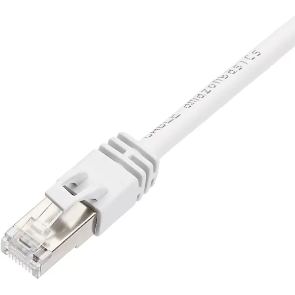 Amazon Basics RJ45 Cat 7 Ethernet Patch Cable 10Gpbs HighSpeed Cable 600MHz DoubleShielded 5 Foot WhiteWhite