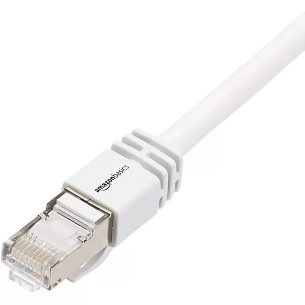 Amazon Basics RJ45 Cat 7 Ethernet Patch Cable 10Gpbs HighSpeed Cable 600MHz DoubleShielded 5 Foot WhiteWhite