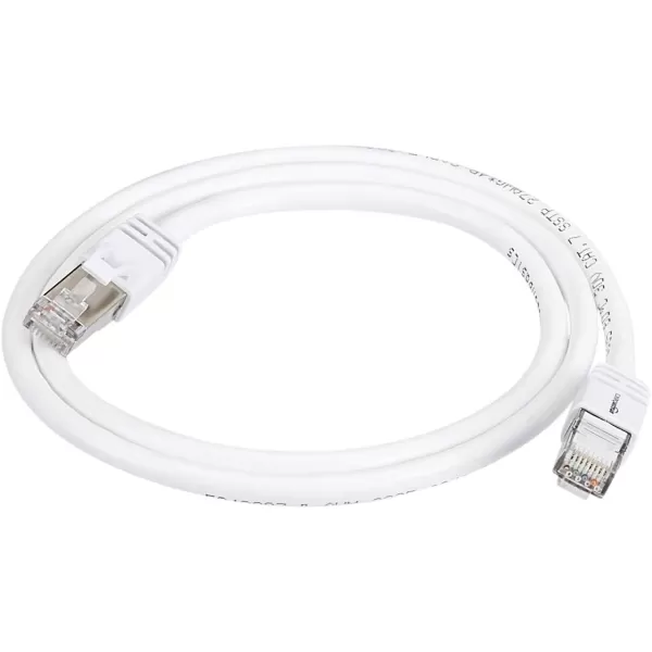 Amazon Basics RJ45 Cat 7 Ethernet Patch Cable 10Gpbs HighSpeed Cable 600MHz DoubleShielded 5 Foot WhiteWhite
