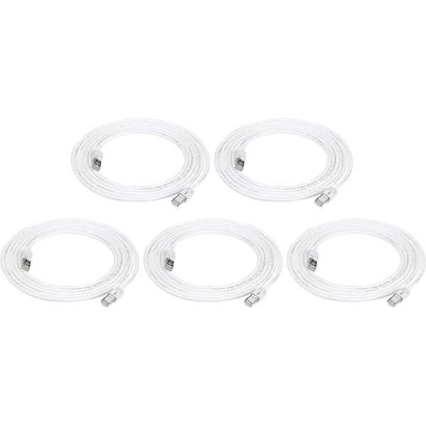 Amazon Basics RJ45 Cat 7 Ethernet Patch Cable 10Gpbs HighSpeed Cable 600MHz DoubleShielded 5 Foot WhiteWhite