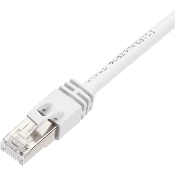 Amazon Basics RJ45 Cat 7 Ethernet Patch Cable 10Gpbs HighSpeed Cable 600MHz DoubleShielded 5 Foot WhiteWhite