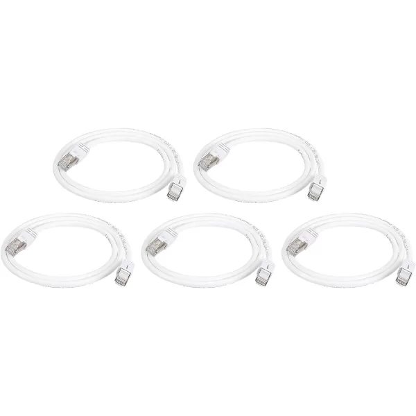 Amazon Basics RJ45 Cat 7 Ethernet Patch Cable 10Gpbs HighSpeed Cable 600MHz DoubleShielded 5 Foot WhiteWhite