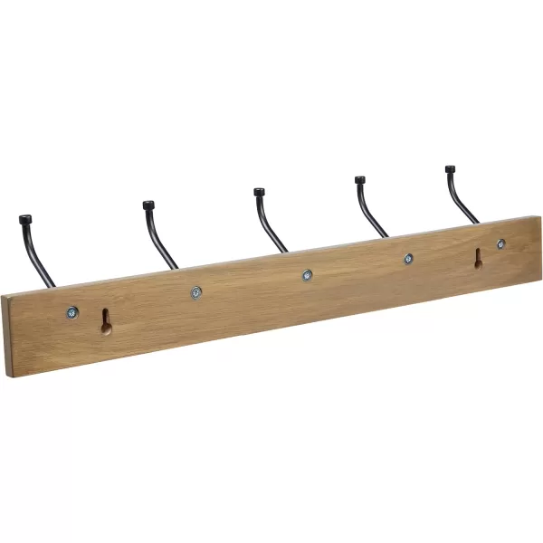 Amazon Basics Rectangular WallMounted Farmhouse Coat Rack 5 Hook Light WalnutBarnwood