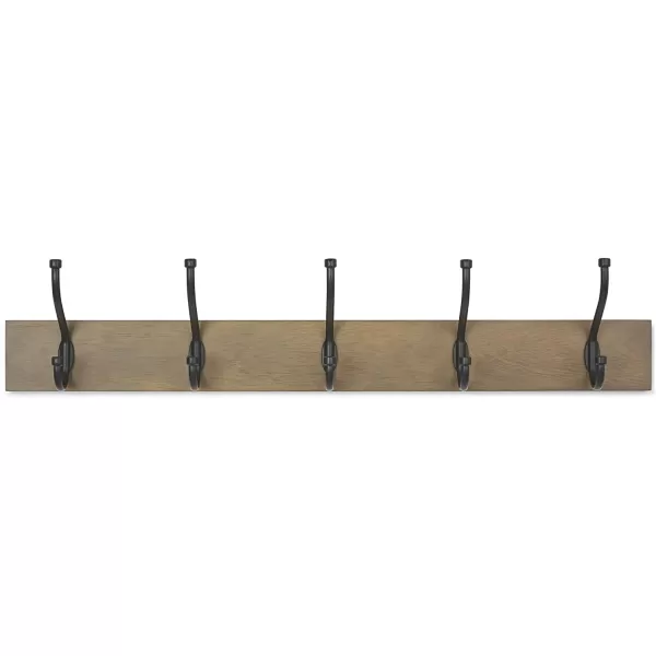 Amazon Basics Rectangular WallMounted Farmhouse Coat Rack 5 Hook Light WalnutBarnwood