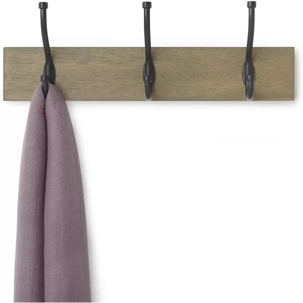 Amazon Basics Rectangular WallMounted Farmhouse Coat Rack 5 Hook Light WalnutBarnwood