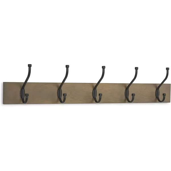 Amazon Basics Rectangular WallMounted Farmhouse Coat Rack 5 Hook Light WalnutBarnwood