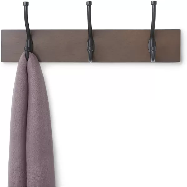 Amazon Basics Rectangular WallMounted Farmhouse Coat Rack 5 Hook Light WalnutEspresso