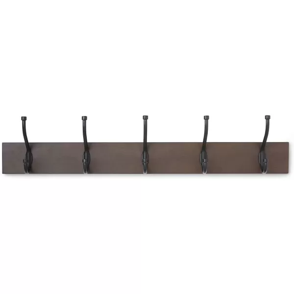 Amazon Basics Rectangular WallMounted Farmhouse Coat Rack 5 Hook Light WalnutEspresso