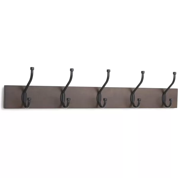 Amazon Basics Rectangular WallMounted Farmhouse Coat Rack 5 Hook Light WalnutEspresso